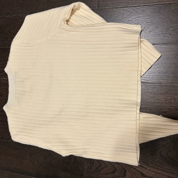 Cream Ribbed Women's Sweater - Picture 2 of 2